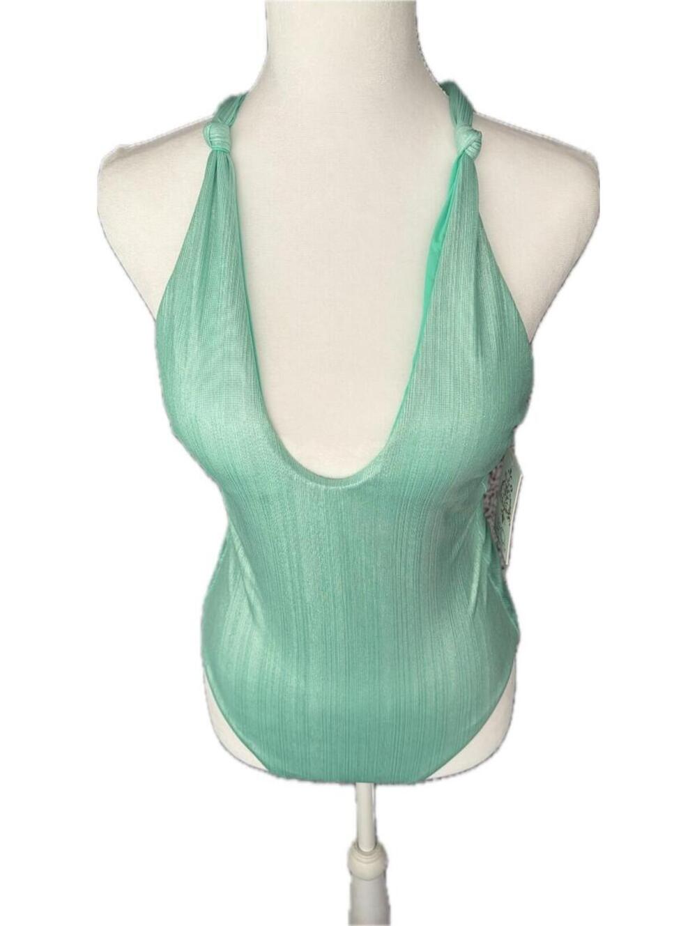 BECCA by Rebecca Virtue Origami Knotted One Piece Swimsuit Aqua M NWT